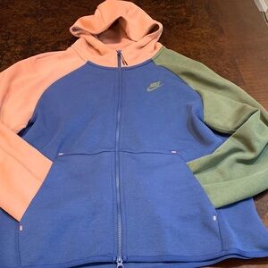Nike Colorblock Hoodie - Blue, Pink, and Green